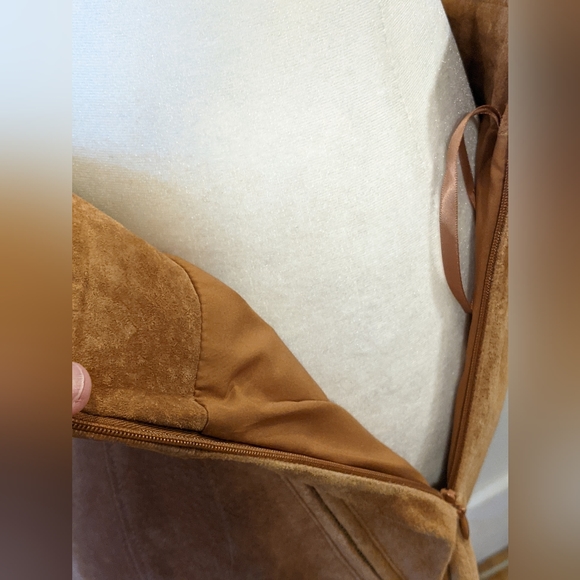 NWT Loft Leather midi Skirt with pockets Boho camel color size 2 - Picture 5 of 13